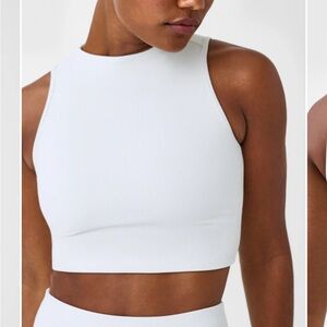 SPANX Women's White Ribbed Crop Top